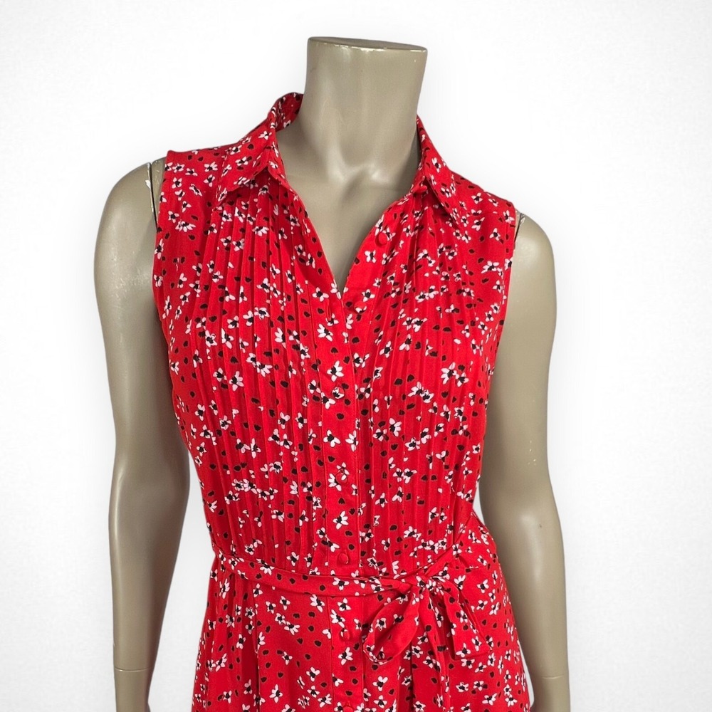 NANETTE LEPORE Collared Pintuck‎ Sleeveless Shirt Dress 6 Summer - Picture 4 of 6